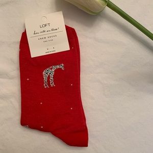 Loft NWT Red Heart Giraffe & Polka Dot Crew Socks
